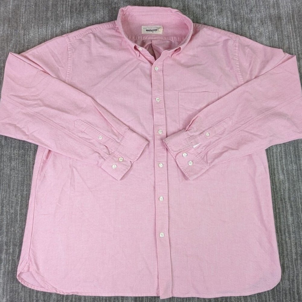 Guideboat Co. Mens Beat Back Oxford Button Up Shirt XXL Pink 100% Cotton
